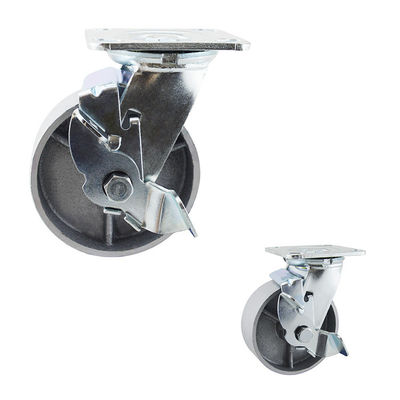 buy 125mm Cast Iron 506LBS Capacity Side Brake Heavy Duty Table Casters Wheels online manufacturer