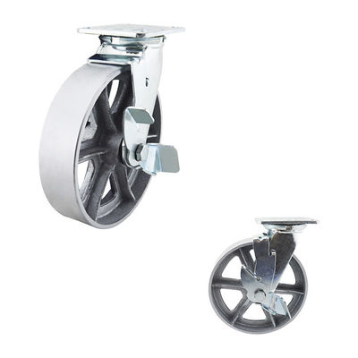 8x2 Inch Cast Iron 300kg  Capacity Hollow Swivel Lock Heavy Duty Casters