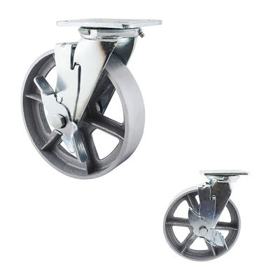 8x2 Inch Cast Iron 300kg  Capacity Hollow Swivel Lock Heavy Duty Casters