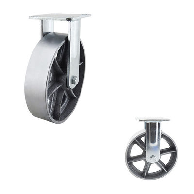 200mm Silver Color 300kg Capacity Hollow Core Rigid Caster Wheels Flat Tread