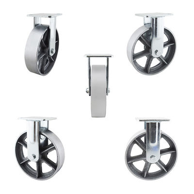 200mm Silver Color 300kg Capacity Hollow Core Rigid Caster Wheels Flat Tread