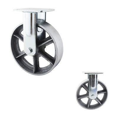 200mm Silver Color 300kg Capacity Hollow Core Rigid Caster Wheels Flat Tread