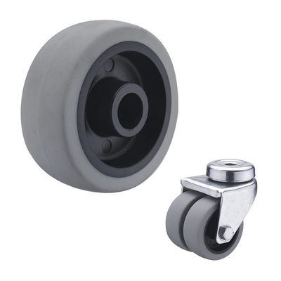50MM Single Gray TPR 132LBS Load Capacity Rubber Casters