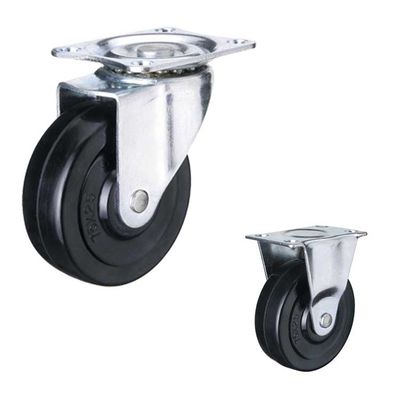 3" Rubber Wheel Black Color Rigid Plate Light Duty Casters