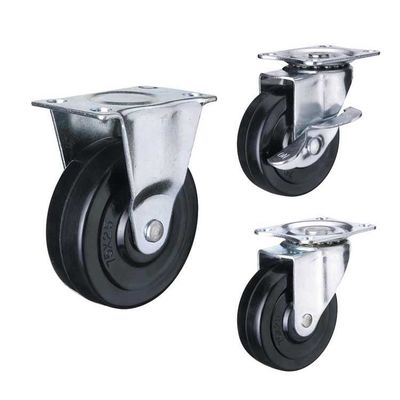3" Rubber Wheel Black Color Rigid Plate Light Duty Casters
