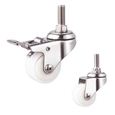 50KG Capacity 50x22mm White Stainless Steel Threaded Stem  PA Wheel With Covers