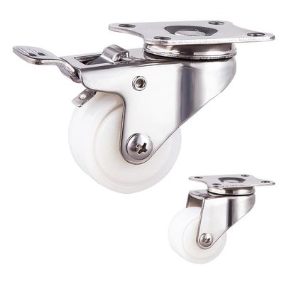 50KG Capacity 50x22mm White Stainless Steel Threaded Stem  PA Wheel With Covers