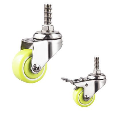 WBD Waterproof 2 Inch PU Stainless Steel Threaded Stem Casters With Locks