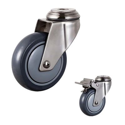 5" 286LBS Capacity Bolt Hole Swivel Head Stainless Steel Casters