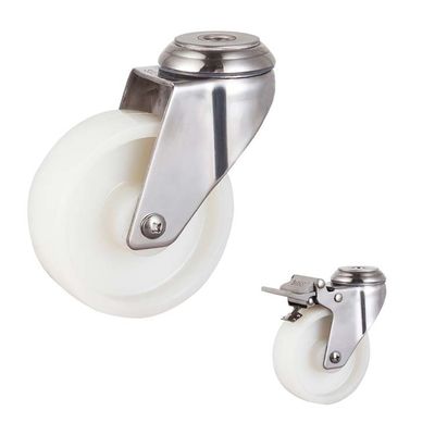 4 Inch Waterproof Nylon Wheel Bolt Hole Rotating Head Medium Duty 304SS Swivel Locking Casters
