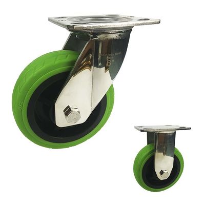 6x2 Inch 280kg Capacity Fixed Plate Stainless Steel TPR Thermoplastic Rubber Wheels