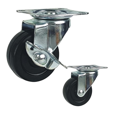 2 Inch Black Rubber Small Trolleys Light Duty Caster Floor Protecting