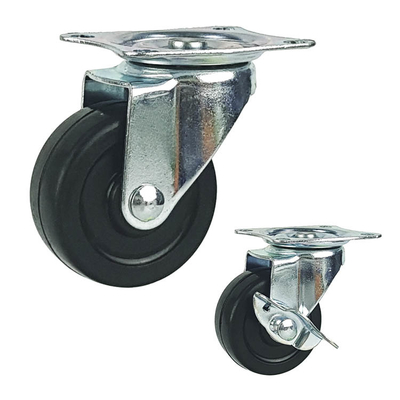 2 Inch Black Rubber Small Trolleys Light Duty Caster Floor Protecting