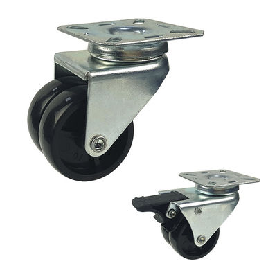 Swivel Bolt Hole Head Black 2 Inch Castor Wheels Rubber Plastic