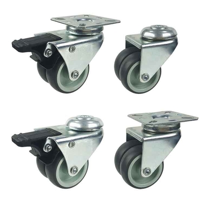 Lockable 3" Bolt Hole Swivel Soft TPR twin wheel swivel casters for furniture