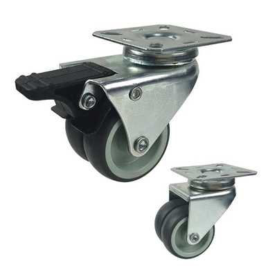 Lockable 3" Bolt Hole Swivel Soft TPR twin wheel swivel casters for furniture