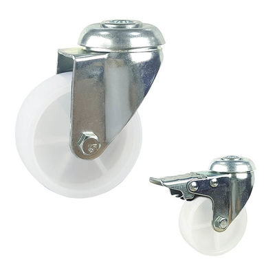 4inch Solid Wheel Screw Fixed Rigid Plate White PP Light Duty Casters For Misting Fans