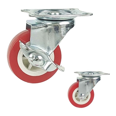 2 Inch Swivel Plate PVC Wheels Light Duty Side Brake Furniture Casters Small Size