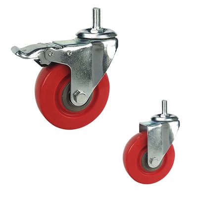 4" Red 198LBS Medium Duty Casters Double Ball Bearing