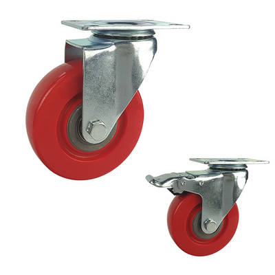 4" Red 198LBS Medium Duty Casters Double Ball Bearing