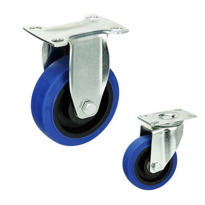 100mm Diameter Blue TPR Trolley Casters Wheel With M12x30mm Threaded Stem