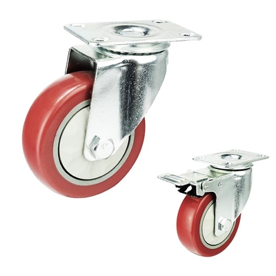 100mm Red Wheel Swivel Plate Pvc Anti Entanglement Medium Duty Casters Manufacturers China