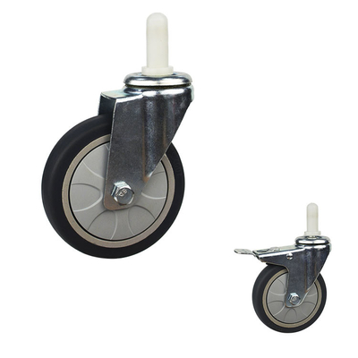 100x27mm TPR Swivel Head Casters Zinc Painted For Food Cart
