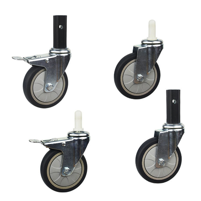 100x27mm TPR Swivel Head Casters Zinc Painted For Food Cart
