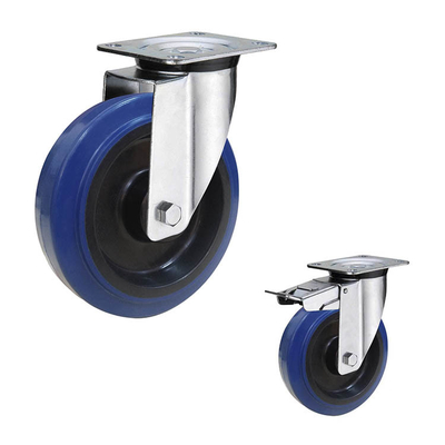 6" Soft Elastic Wheel Medium Duty Swivel Plate Casters Wheels 350kg Capacity