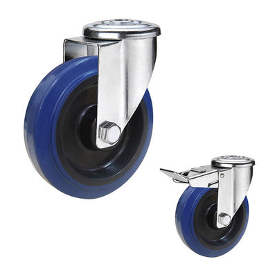 6" Soft Elastic Wheel Medium Duty Swivel Plate Casters Wheels 350kg Capacity
