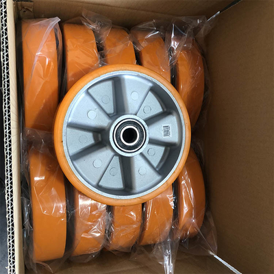 150mm Swivel Plate Ball Bearing Polyurethane Casters Orange Color