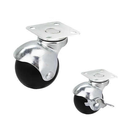 50mm Diameter Black Plastic Top Plate Ball Casters With Side Brake