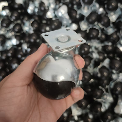 50mm Diameter Black Plastic Top Plate Ball Casters With Side Brake
