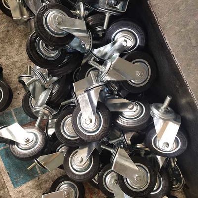 85mm Rubber Casters Swivel Threaded Stem 110lbs Capacity