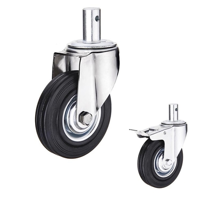 85mm Rubber Casters Swivel Threaded Stem 110lbs Capacity