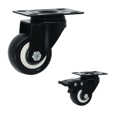 2 Inch Black PVC Wheel Soft Swivel Plate Casters Of Light Duty For Furniture