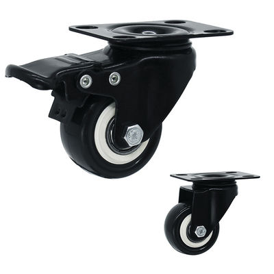 2 Inch Black PVC Wheel Soft Swivel Plate Casters Of Light Duty For Furniture