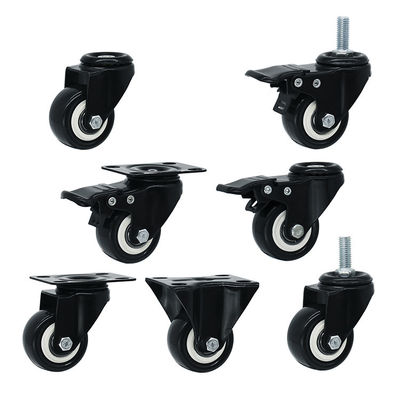 PU Wheel Soft 1.5" Rigid Plate Light Duty Castors For Shelves
