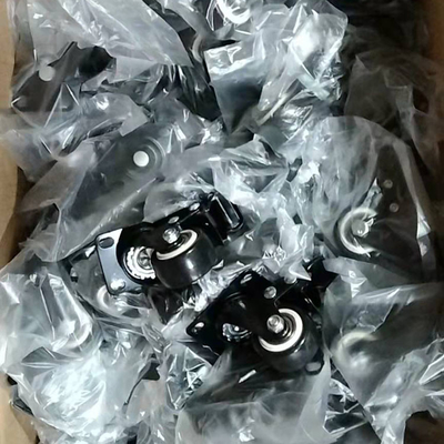 40mm Light Duty Casters Set Black PVC Swivel Threaded Stem Castors