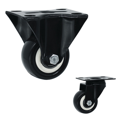 PU Wheel Soft 1.5" Rigid Plate Light Duty Castors For Shelves