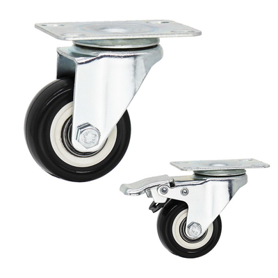 PP Core Rigid Wheel 2" Fixed Plate Soft Light Duty Casters For Small Trolleys