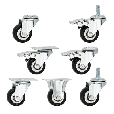 50mm PP Core PVC Wheel Soft Swivel Plate Casters With Brake For Furniture