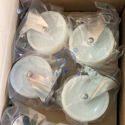 100mm Stainless Steel Casters White Nylon Threaded Stem Swivel 242lbs Load