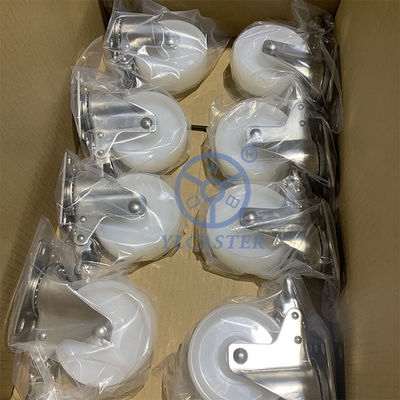 5 Inch SS Casters With Side Lock Solid Nylon Plate Casters Customize