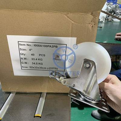 75mm Stainless Steel Casters With Double Brake Top Plate Solid Nylon Casters Customize