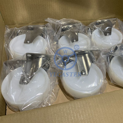 5 Inch SS Casters With Side Lock Solid Nylon Plate Casters Customize