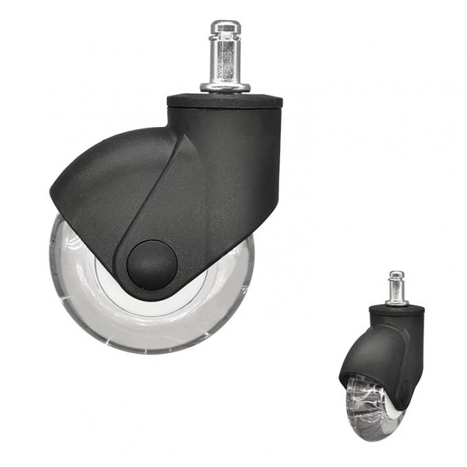 WBD 75x23mm Clear PU Wheel Decorative Furniture Casters Grip Ring Stem