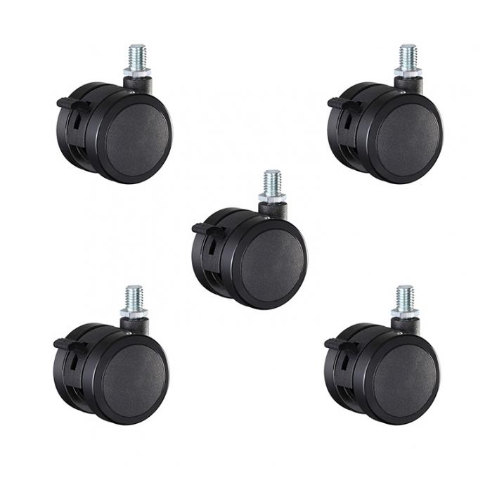 M10x15mm Twin Wheel Casters Threaded Stem Lockable 50mm Office Chair