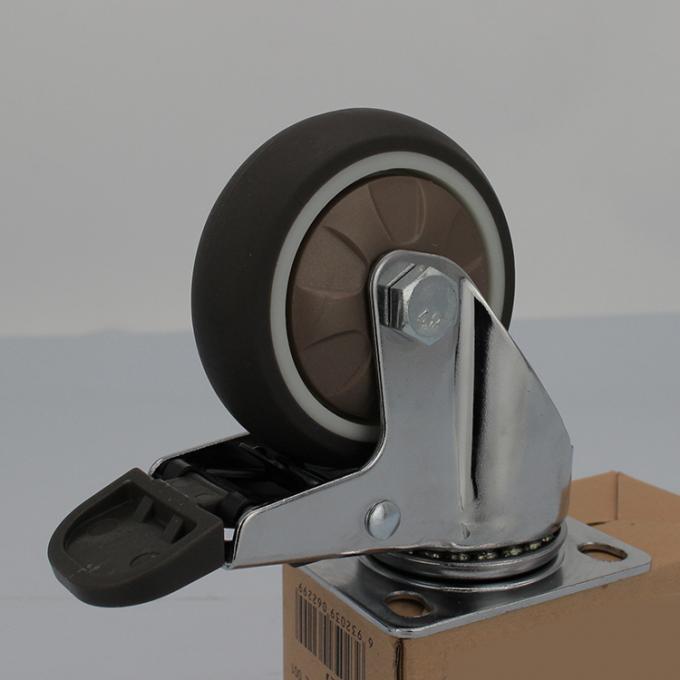 Silent Furniture Casters 3 Inch TPR Soft Wheels Swivel Plate Ball